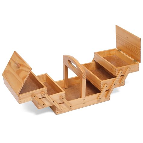 Light Wood Three Tier Cantilever Sewing Box Sewing Storage Box Wood