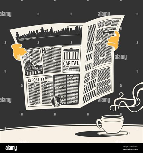 Illustration Vector Newspaper News And Coffee Stock Vector Image And Art