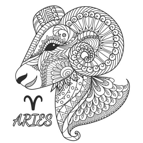 Aries Coloring Stock Illustrations Zen Art Design Zodiac Sign Element