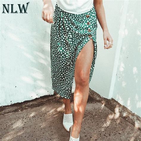 Nlw High Waist Leopard Print Skirts Women Street Fashion Skirt Green