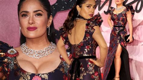 Salma Hayek Puts On Busty Display In Floral Gown At The Fashion Awards While Taking Cheeky
