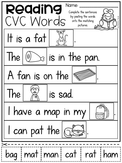 Cvc Worksheets For First Grade Pdf Maryann Kirbys Reading Worksheets