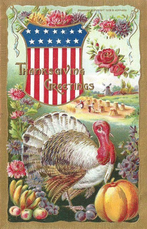 chocolate rabbit graphics vintage thanksgiving card patriotic turkey