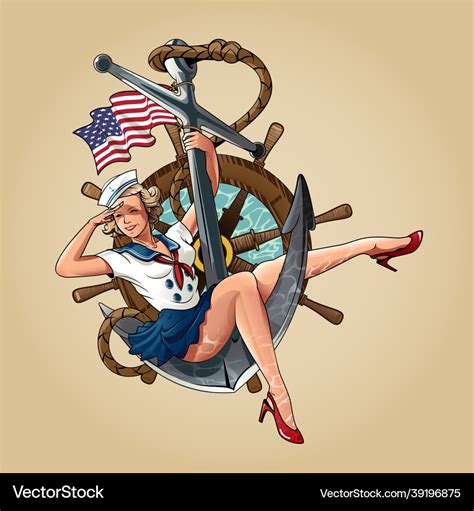 Sailor Girl Us Navy Pin Up Girl Version Royalty Free Vector