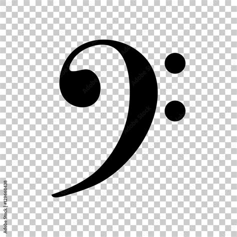 Bass Clef Icon Black Icon On Transparent Background Stock Vector
