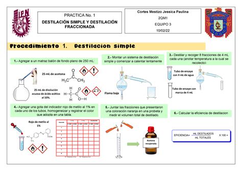 Diagrama De Flujo Practica Destilación Simple Practica 1 Practica No