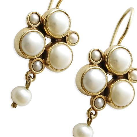 Chandelier Pearl Gold Earrings Etsy
