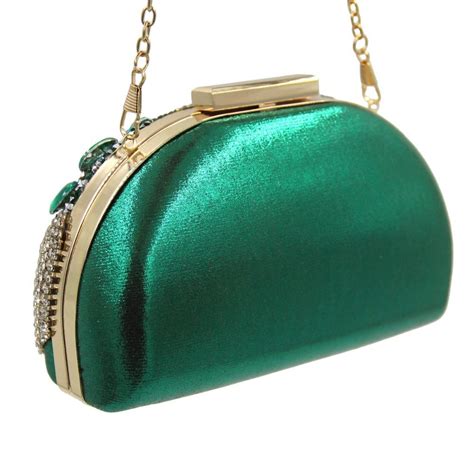 Design Evening Bag Handmade Emerald Green Stone Tassels Crystal Luxury