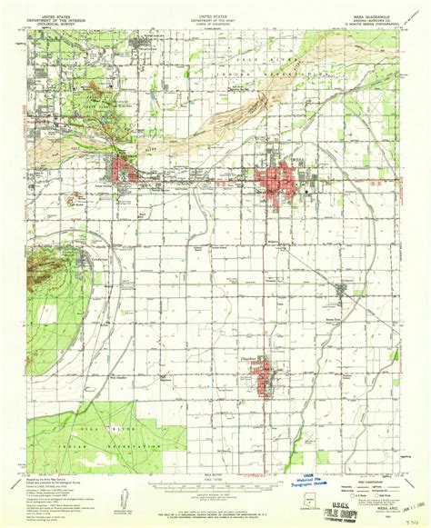 Mesa Arizona 1952 1960 Usgs Old Topo Map Reprint 15x15 Quad 314797