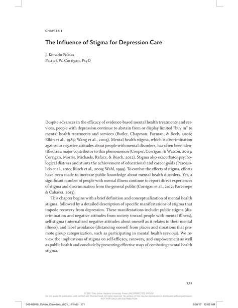Pdf The Influence Of Stigma For Depression Care