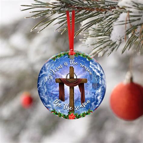 Jesus Christian Cross Christmas Ceramic Ornament Flagwix Christmas
