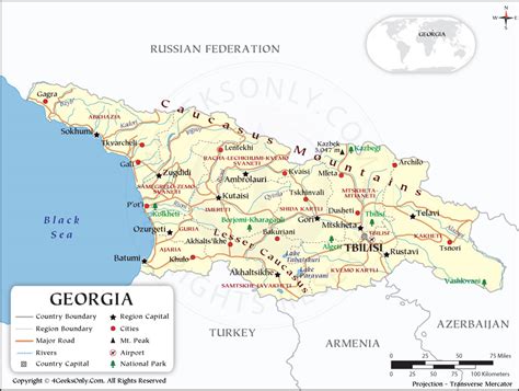 Maps Of Georgia Detailed Map Of Georgia In English To