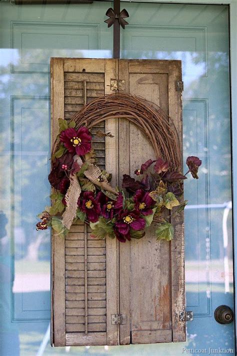 Easy Fall Wreaths From Grapevine Old Shutters Decor Shutter Decor