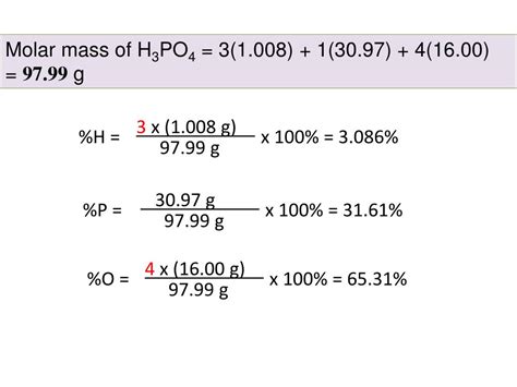 It will calculate the total mass along with the elemental composition and mass of each element in the compound. Molar Mass Of H3po4 - slidesharefile