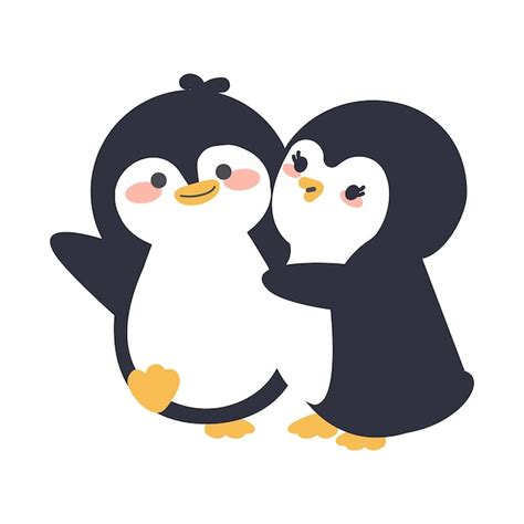 Premium Vector Cute Penguins Hug With Couple