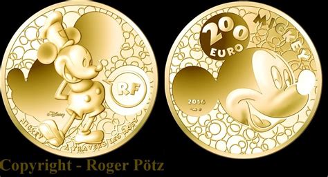 Frankreich 200 Euro Gold 2016 Mickey Mouse Im Wandel Der Jahre Polierte