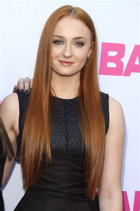 Sophie Turner Straight Ginger Angled Flat Ironed Hairstyle Steal Her