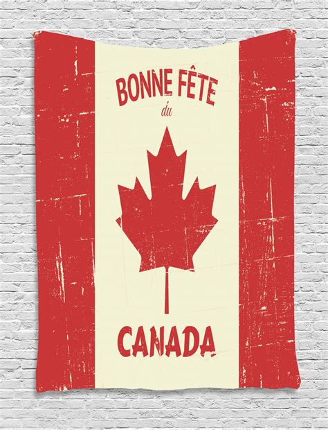 canada tapestry happy canada day concept bonne fete du canada quote on grungy flag effect wall