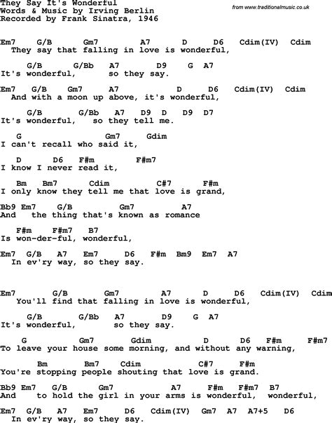 Song Lyrics With Guitar Chords For They Say Its Wonderful Frank Sinatra 1946