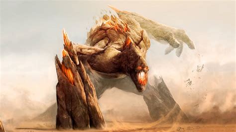 🥇 Artwork Fantasy Art Fight Giant Monsters Wallpaper 52204