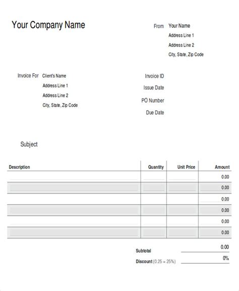 sample cash invoice templates   ms word excel