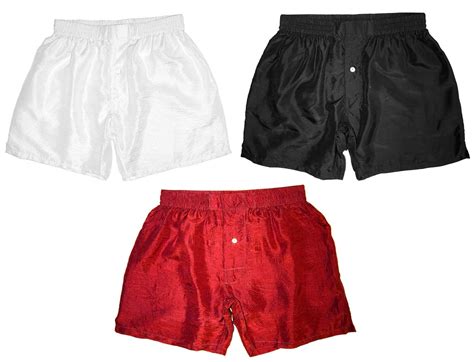 Set Of Three Silk Boxers By Royal Silk Black White And Red Large 35