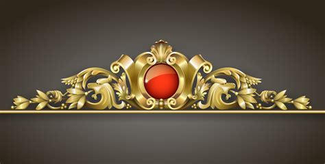 Classic Gold Ornament With Red Jewel 1221009 Vector Art At Vecteezy