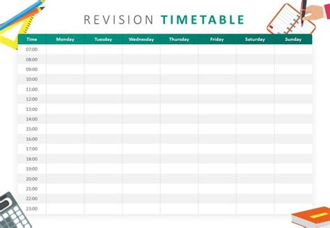 Blank Revision Timetable Template 3 Templates Example Templates