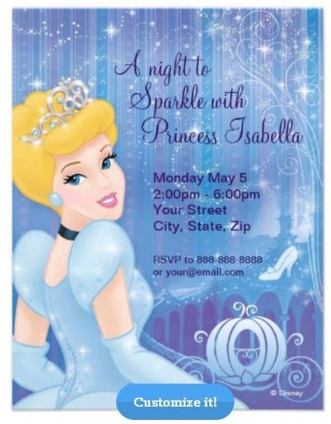 Princess Cinderella Party Invitation Cinderella Birthday Party