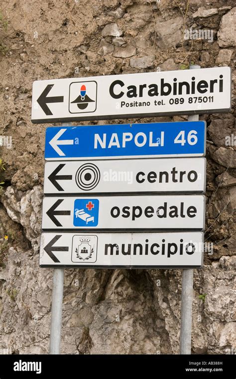 Roadside Direction Signs Positano Italy Stock Photo Alamy