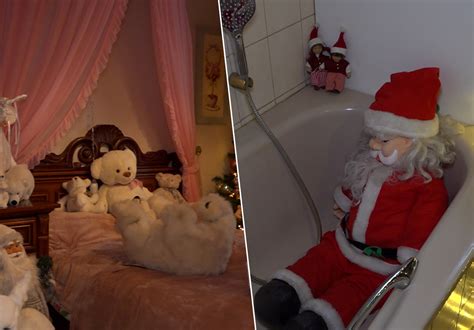 Kijk Marc En Ria Leven Samen Met 650 Kerstmannen Zelfs Het Bed En De Badkamer Liggen Propvol