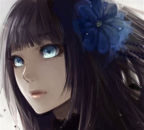 Image Tumblr Static Anime Girl With Black Hair And Blue