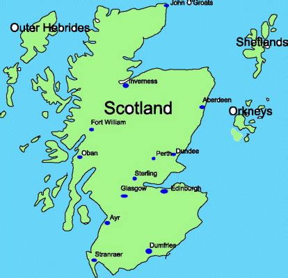 The orkney islands are off the north coast and the shetland islands are further north still. Climate - ScotlandScotland