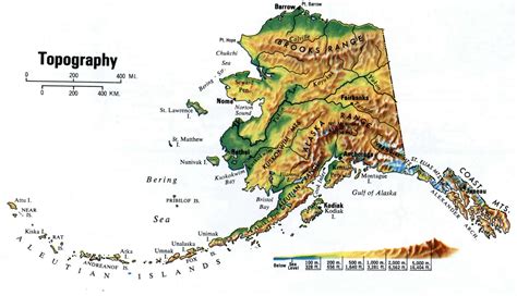 Topography Map Of Alaska State Large Detailed Topographical Map