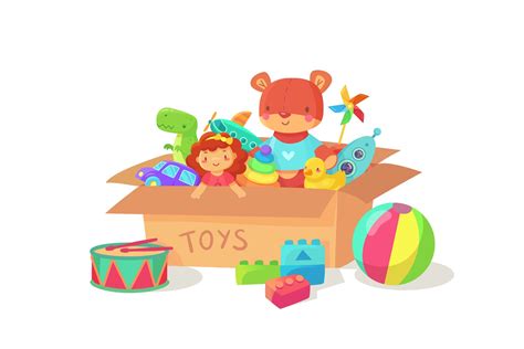 Cartoon Kids Toys In Cardboard Toy Box Children Holiday  958768