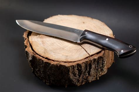 8” Camp Knife With Ebony Handle And Hollow Grind Camp Knife Knife Grind