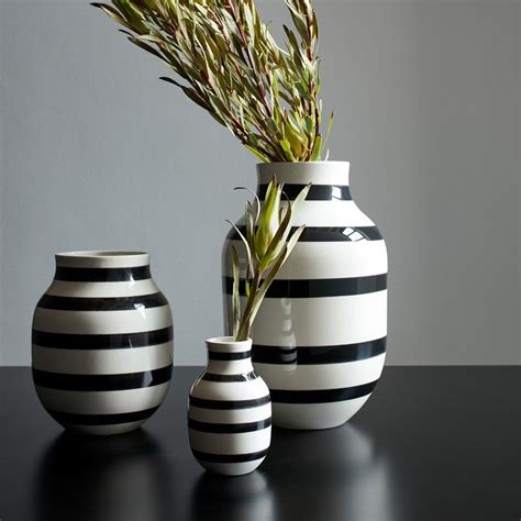 Omaggio Black Small Vase Black And White Vase Striped Vase Home