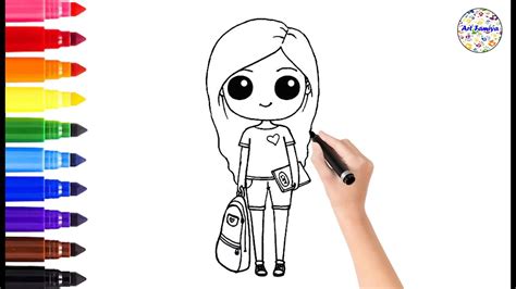 How To Draw School Girl Easy Cute Girl Easy Drawings Youtube