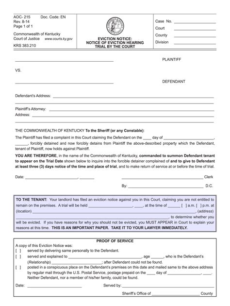 Kentucky Eviction Notice Form Fill Out And Sign Printable Pdf