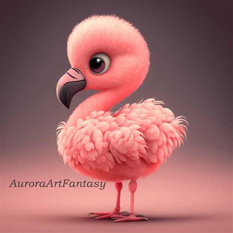 Baby Flamingo Pixar Art Baby Pink Flamingo Digital Art Nursery Etsy