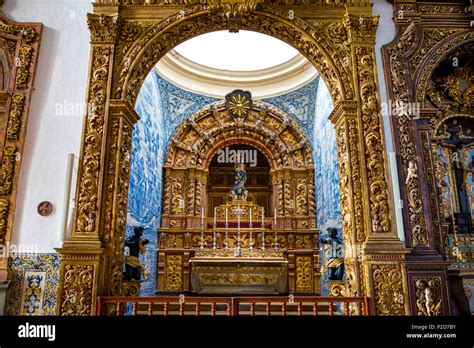 Interior view of the altar in Se Cathedral, Faro, Algarve, Portugal