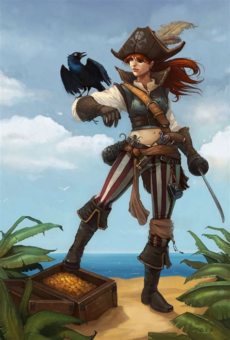 Pirate Captain With Her Treasure Pirate Pictures Character Design