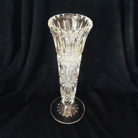 Crystal Cut Glass Flower Vase Beautiful Pattern Design Home Etsy