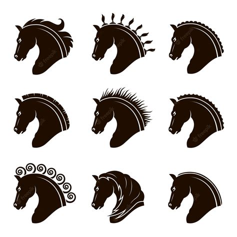 Premium Vector Set Of Horse Heads