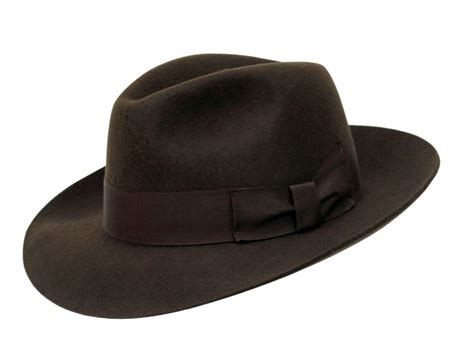 Gents Brown 100 Wool Hand Made Wider Brim Felt Fedora Trilby Hat With