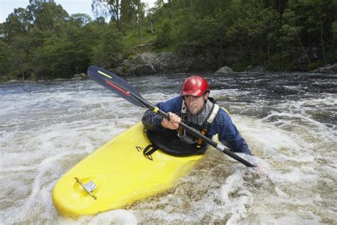 Man Kayaking In River Stock Photo Image Of Outdoors 33907660