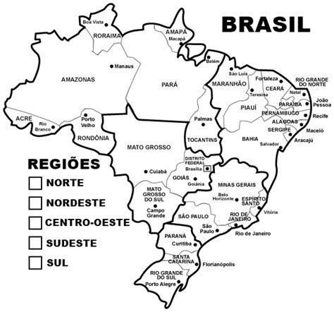 Mapa Do Brasil Para Colorir Regi Es
