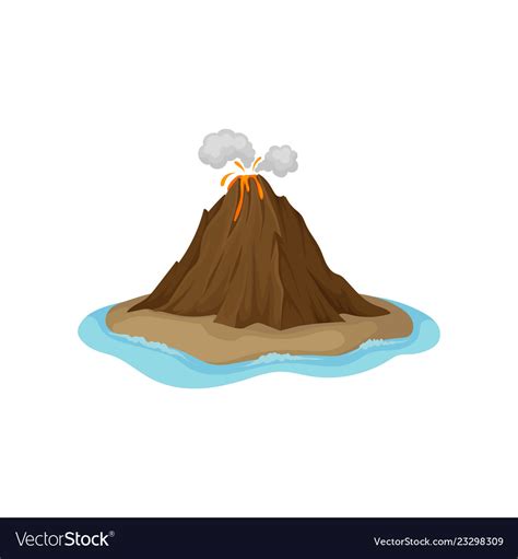 Flat Icon Of Volcanic Eruption With Hot Royalty Free Vector