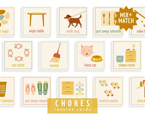 Chore Routine Card I Mix And Match I Visual Chore Cards I Etsy