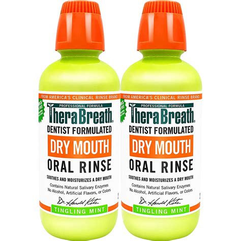 TheraBreath Dry Mouth Dentist Recommended Oral Rinse, Tingling Mint, 16